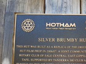 silver brumby hut placard