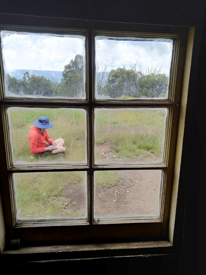 Looking out of Spargo Hut