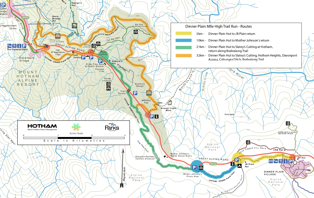 dinner plain mile high trail run map